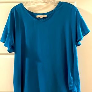 Blue medium LOFT short sleeve blouse